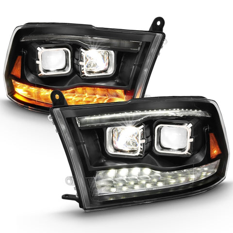 ANZO 2009-2018 Dodge Ram 1500 Led Projector Plank Style Switchback H.L Halo Black Amber (OE Style) - 111464