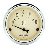 Autometer 2-1/16 inch Electric Oil Pressure 100PSI Antique Beige Gauge - 1827