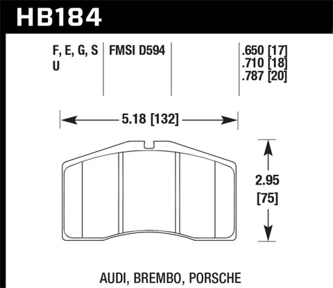 Hawk Porche DTC-70 Race Brake Pads - HB184U.787
