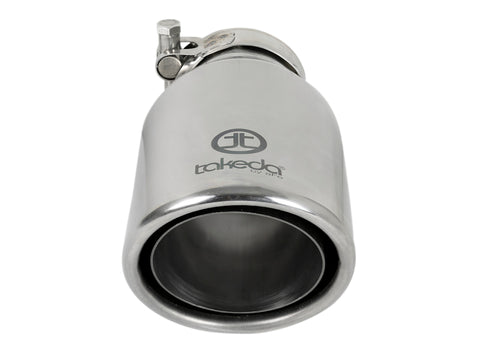 aFe Takeda 304 Stainless Steel Clamp-On Exhaust Tip 2.5in. Inlet / 4in. Outlet / 8in. L - Polished - 49T25404-P08