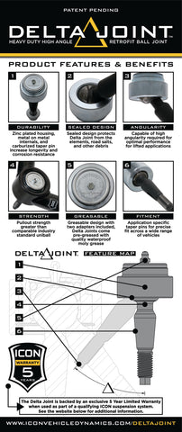 ICON 07-16 GM 1500 Tubular Upper Control Arm Delta Joint Kit (Small Taper) - 78600DJ