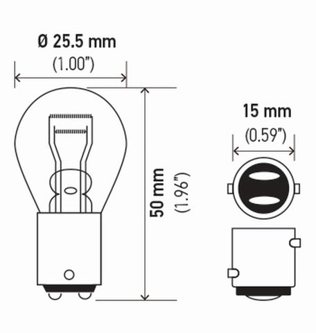 Hella Bulb 1034 12V 23/8W Bay15D S8 (2) - 1034TB