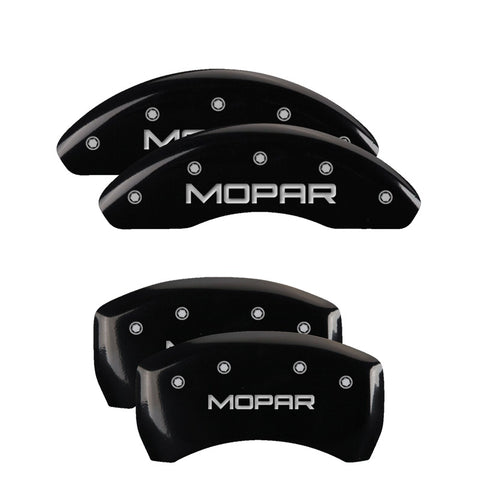 MGP 4 Caliper Covers Engraved Front & Rear Silverado style/SS Black finish silver ch - 14002SSS3BK