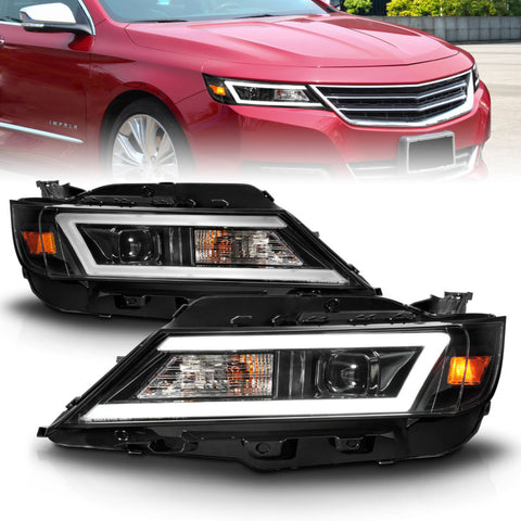 ANZO 14-20 Chevrolet Impala Square Projector LED Bar Headlights w/ Black Housing - 121574