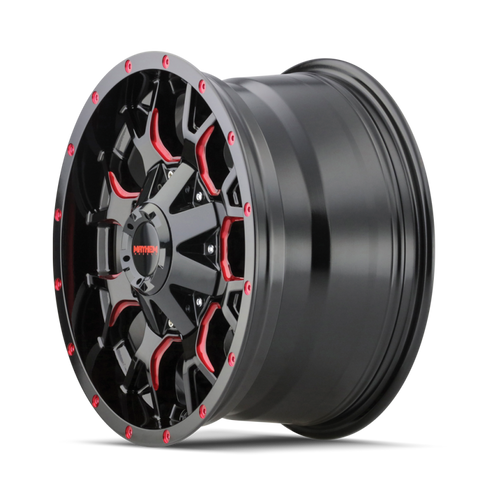Mayhem 8015 Warrior 17x9 / 5x127 BP / 18mm Offset / 87mm Hub Black w/ Prism Red Wheel - 8015-7952BTR18