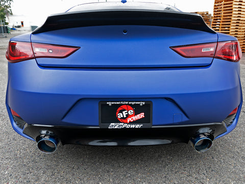 aFe POWER Takeda 2.5in 304 SS CB Exhaust w/ Blue Flame Tips 17-19 Infiniti Q60 V6-3.0L (tt) - 49-36134NM-L