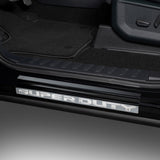 Putco 17-20 Ford SuperDuty Reg/Super Cab w/ SUPERDUTY Etching (2pcs) Black Platinum Door Sills - 95180BPFD