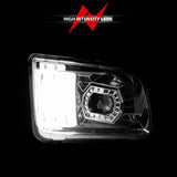 ANZO 05-09 Ford Mustang (w/Factory Halogen HL Only) Projector Headlights w/Light Bar Chrome Housing - 121567
