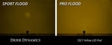Diode Dynamics Stage Series C1 LED Pod Sport - Yellow Flood Flush ABL Each - DD6473S