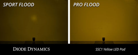 Diode Dynamics Stage Series C1 LED Pod Sport - Yellow Flood Flush ABL Each - DD6473S