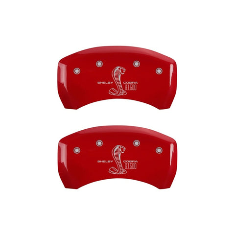 MGP Rear set 2 Caliper Covers Engraved Rear GT500 Shelby & Cobra Red finish silver ch - 10010RGT5RD