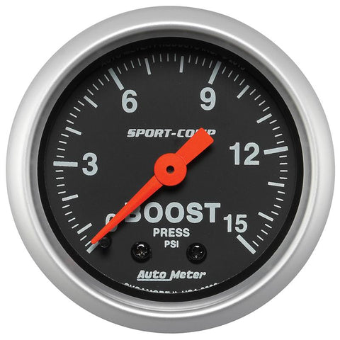 Autometer 2-1/16in 0-15 PSI Mechanical Sport-Comp Boost Pressure Gauge - 3302