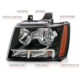 ANZO 2007-2014 Chevrolet Tahoe/Suburban Crystal Headlights Black - 111392
