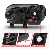 ANZO 2008-2014 Dodge Challenger Projector Headlights w/ Halo Black (CCFL) - 121308