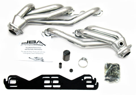JBA 86-95 GM Truck 5.0L/5.7L SBC w/o A.I.R. 1-1/2in Primary Silver Ctd Cat4Ward Header - 1830SJS