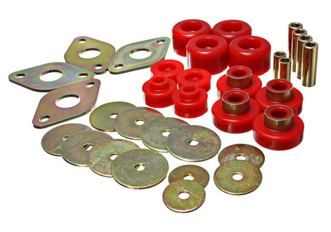 Energy Suspension Body Mount Set-Reg Access & Dbl Cab - Red - 8.4109R