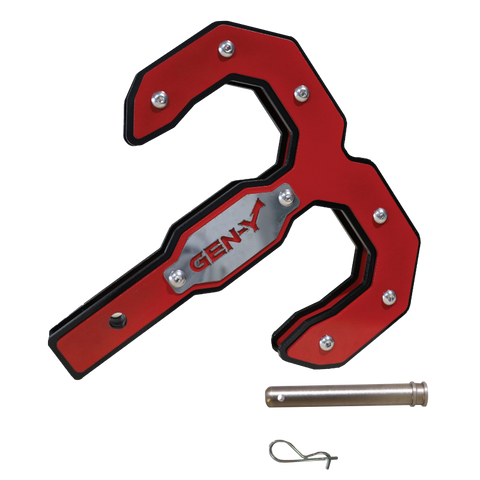 Gen-Y Hulk 2.5 32K Tow Hook 2.5in Shank w/GH-097 Pin/GH-011 Twist Clip - Black/Red - GH-0075