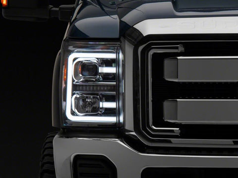 Raxiom 11-16 Ford F-250 Super Duty LED Projector Headlights - Chrome Housing (Clear Lens) - SD3621
