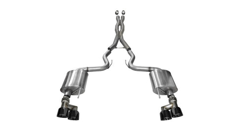 Corsa 2015-2017 Ford Mustang GT 5.0 3in Cat Back Exhaust Black Quad Tips (Sport) - 14337BLK