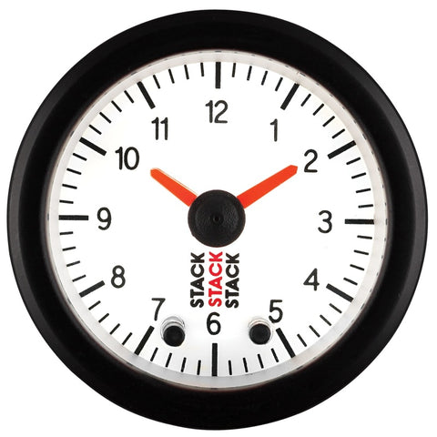 Autometer Stack Analog Clock Gauge - White - ST3367