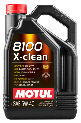 Motul 5L Synthetic Engine Oil 8100 5W40 X-CLEAN C3 -505 01-502 00-505 00-LL04 - 102051