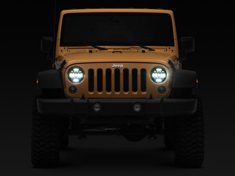 Raxiom 97-18 Jeep Wrangler TJ/JK Axial Series 13-LED Headlights- Black Housing (Clear Lens) - J150093