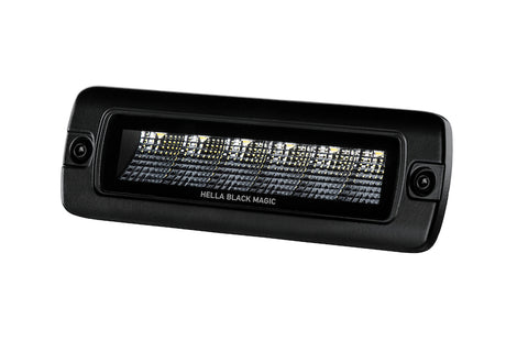 Hella Universal Black Magic 6 L.E.D. Flush Mount Mini Light Bar - Flood Beam - 358176221