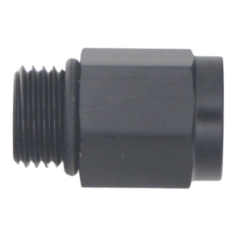 DeatschWerks 6AN ORB Male to M12 X 1.5 Metric Female (Incl O-Ring) - Anodized Matte Black - 6-02-0601-B