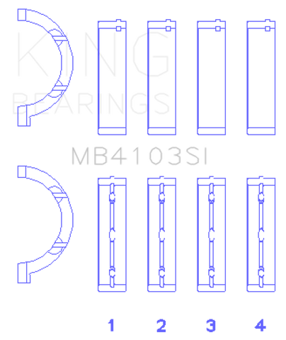 King Chrysler 197 (Size .026) Crankshaft Main Bearings (Set of 4) - MB4103SI.026