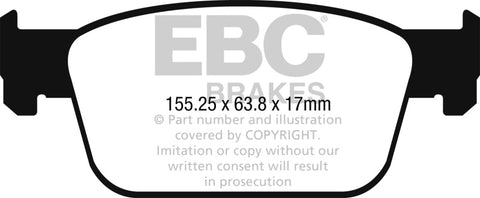 EBC 17+ Audi A4 2.0L Turbo (B9) Ultimax Front Brake Pads - UD1953