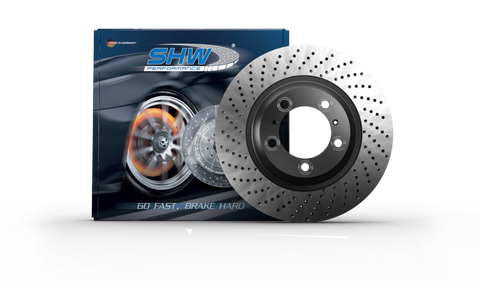 SHW 2021 Porsche Carrera 3.0L Left Front Cross-Drilled Monobloc Brake Rotor (992615301) - PFL39983