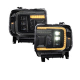 Form Lighting 2014+ GMC Sierra 1500/2500/3500 LED Projector Headlights Amber DRL (Pair) - FL0023