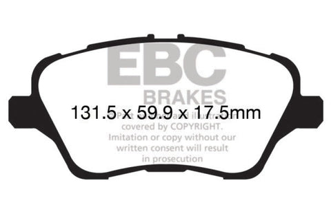 EBC 13+ Ford Fiesta 1.6 Turbo ST Redstuff Front Brake Pads - DP32149C