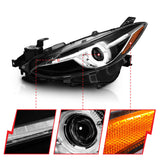 ANZO Projector Headlights With Halo Black w/Amber 14-17 Mazda 3 - 121522