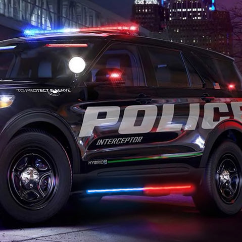 Putco 11-19 Ford Explorer Interceptor Blade Rocker Kits Sideliners - Red/Blue w/ White Override - 901001660