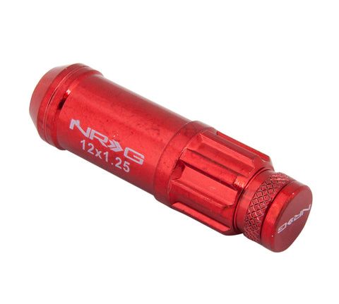 NRG 700 Series M12 X 1.25 Steel Lug Nut w/Dust Cap Cover Set 21 Pc w/Locks & Lock Socket - Red - LN-LS710RD-21