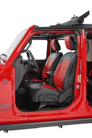 PRP 2018+ Jeep Wrangler JL/2 door/Rubicon Front Seat Covers (Pair) - Black/Red - B038-05
