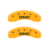 MGP 4 Caliper Covers Engraved Front & Rear 99-03 GMC Sierra 1500 Yellow Finish Black GMC Logo - 34006SGMCYL