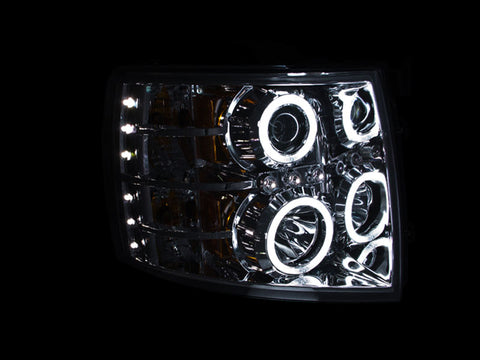 ANZO 2007-2013 Chevrolet Silverado 1500 Projector Headlights w/ Halo Chrome - 111086