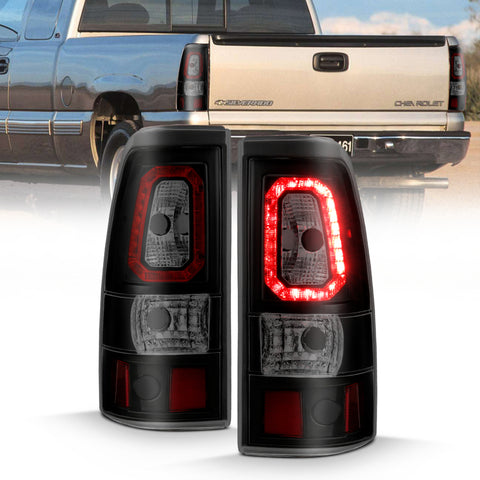 ANZO 2003-2006 Chevy Silverado 1500 LED Taillights Plank Style Black w/Smoke Lens - 311328
