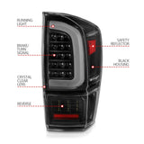 ANZO 16-21 Toyota Tacoma LED Tail Lights - w/ Light Bar Sequential Black Housing & Clear Lens - 311400