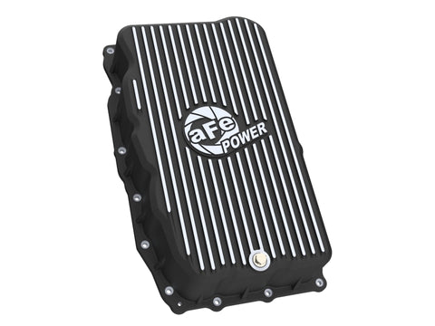 aFe 20-26 GM Trucks L6 3.0L Transmission Pan - Black w/ Machined Fins - 46-71420B