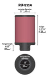 K&N Filter Universal Rubber Filter 3.5in Flange ID x 5in OD x 5.625in H - RU-5114