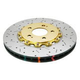 DBA 08-17 Mitsubishi Evo X Front Drilled & Slotted 5000 Series 2 Piece Rotor w/ Gold Hat - DBA52224V2GLDXS