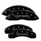 MGP 4 Caliper Covers Engraved Front & Rear Raptor Black finish silver ch - 10213SRPTBK