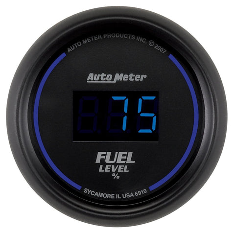 Autometer Cobalt Digital 52.4mm Black Programmable Empty-Full Range Fuel Level Gauge - 6910