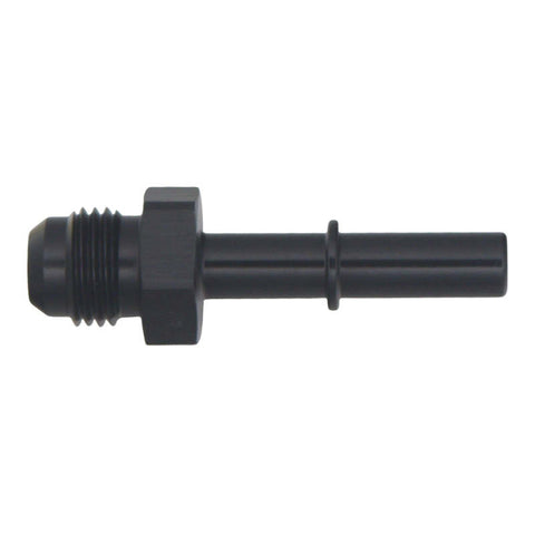 DeatschWerks 6AN Male Flare to 5/16in Male EFI Quick Connect Adapter - Anodized Matte Black - 6-02-0112-B
