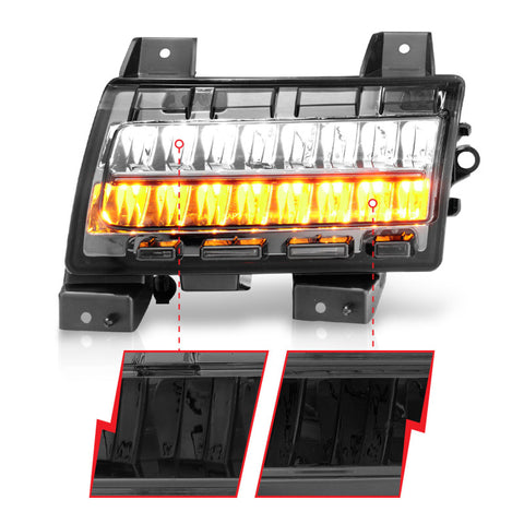 ANZO 2018-2021 Jeep Wrangler LED Side Markers Chrome Housing Smoke Lens w/ Seq. Signal Sport Bulb - 511085