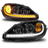 ANZO 05-13 Chevrolet Corvette Projector Headlights w/switchback & Sequential LED - Black Amber - 121571