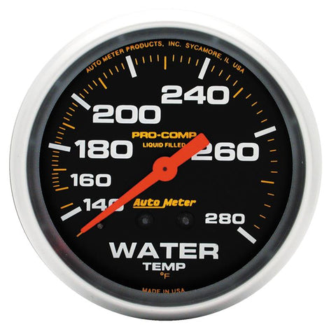 Autometer Liquid Filled Mechanical 2-5/8in 140-280 deg F Water Temperature Gauge Includes 6 - 5431